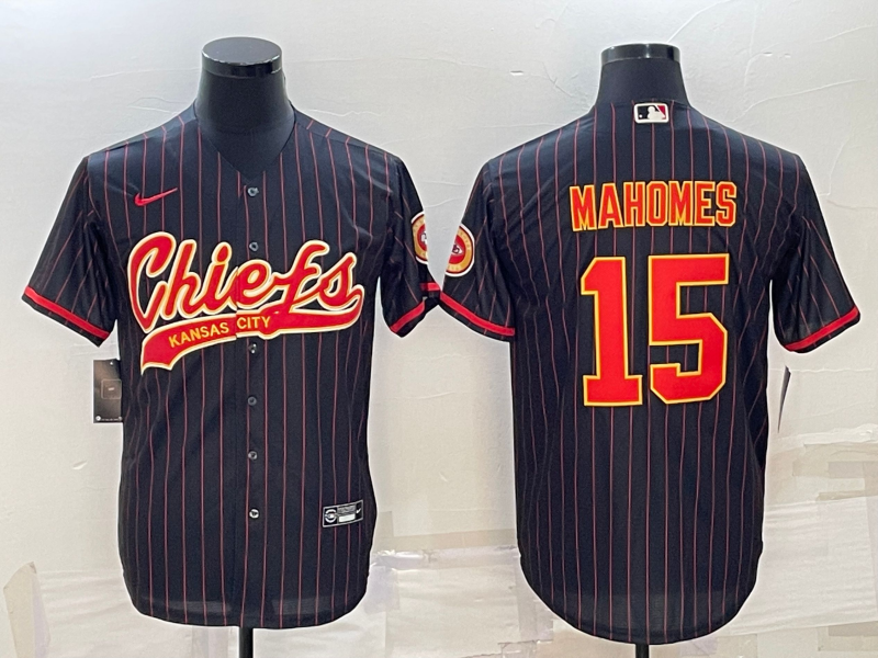 Men's Kansas City Chiefs Patrick Mahomes #15 Black Team Jersey Joint Edition